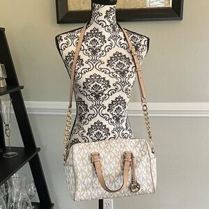 Michael Kors Cream,Tan,Blue Satchel Bag